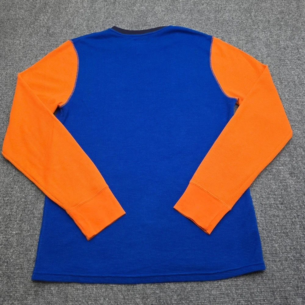 Polo Ralph Lauren Waffle Knit Thermal Shirt Men's Medium Blue Orange Long Sleeve